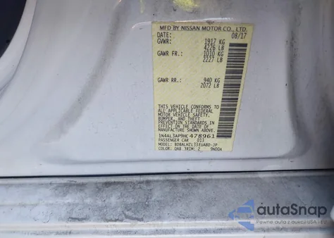 2017 Nissan Altima 2.5 Sr z USA, uszkodzony, nr VIN 1N4AL3AP9HC478961